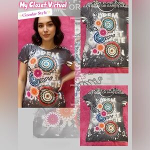 Gray Floral Graphic Short-Sleeve Tee